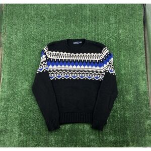 Polo Ralph Lauren Men's L Nordic Pullover Sweater Black Long Sleeve Knit Jumper